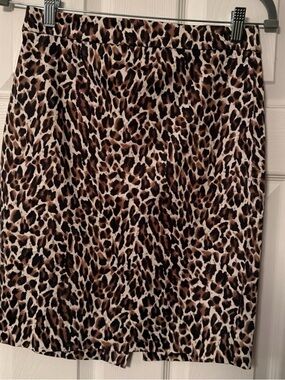J. Crew The Pencil Skirt Animal Leopard Cheetah Print Lightweight Stretch Crepe